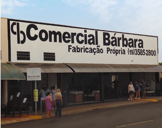 Fachada da fábrica Comercial Bárbara — Fabricação própria de móveis